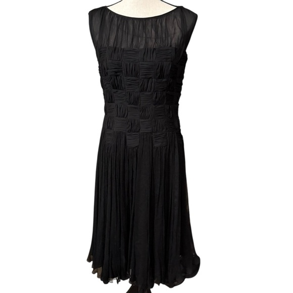 Tadashi Shoji Silk Party Cocktail Dress chic Sz 10 Demure Classic elegant flowy - Picture 3 of 15
